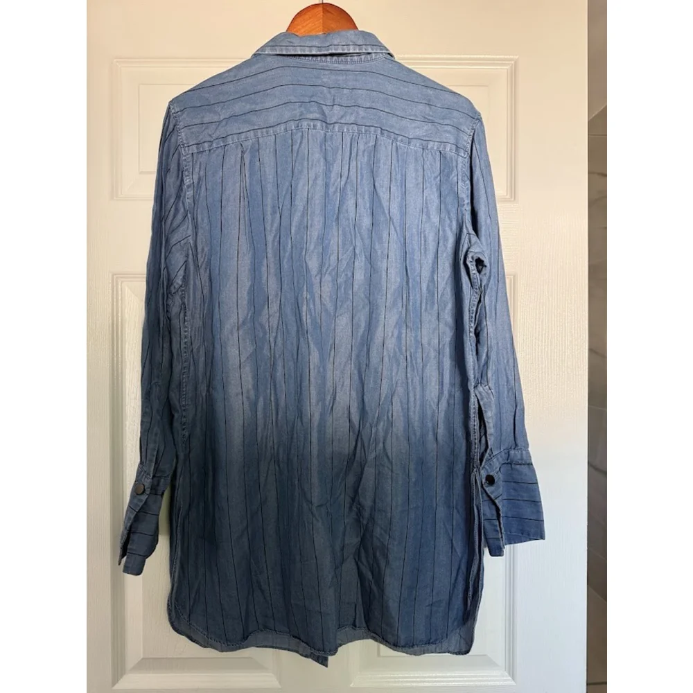 By Malene Birger Womens Denim Button Down black stripes Size 36 Small - Picture 7 of 9
